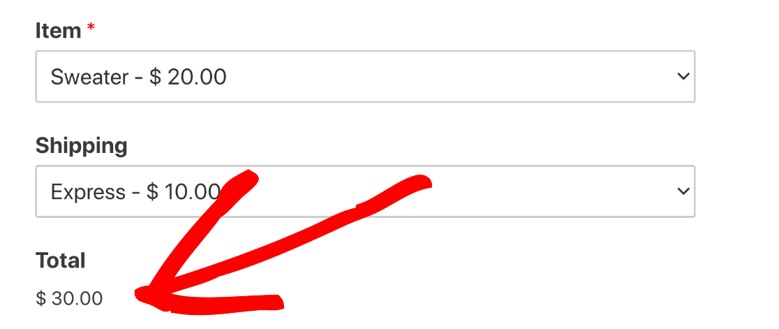 แบบฟอร์มการชำระเงินออนไลน์ Total field