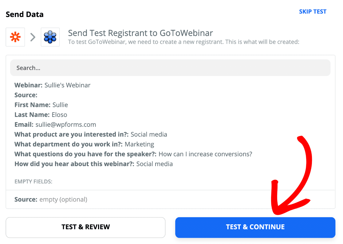 Teste a conexão GoToWebinar