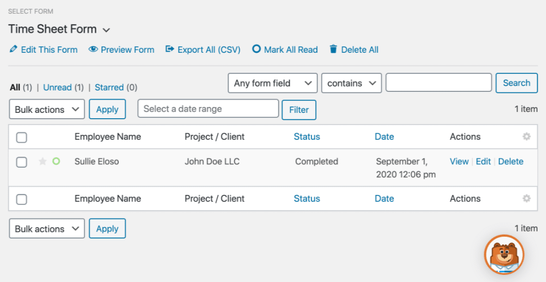 Visualizza la voce del modulo nella dashboard di WordPress