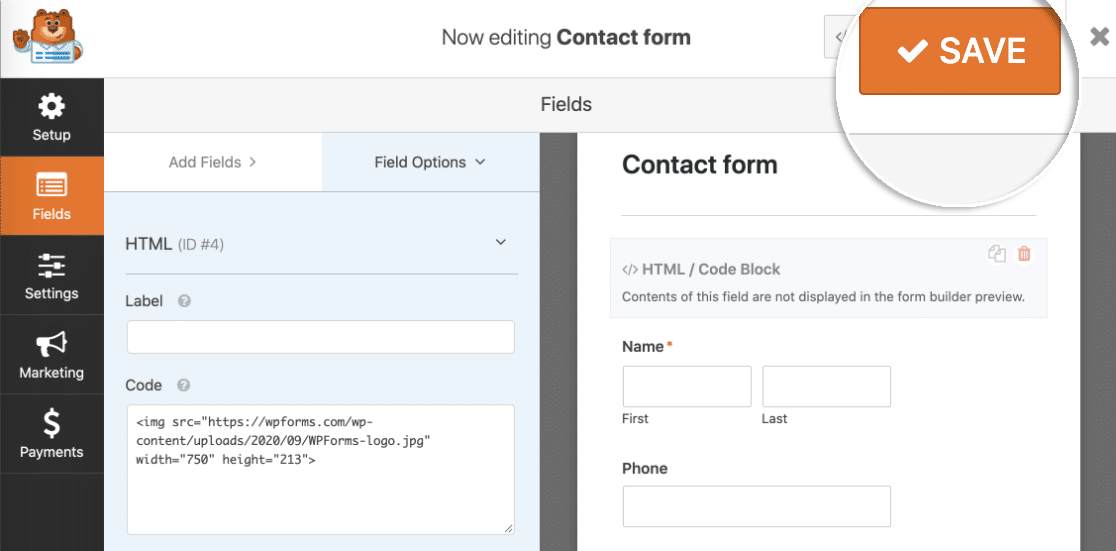 Bildformular in WordPress speichern