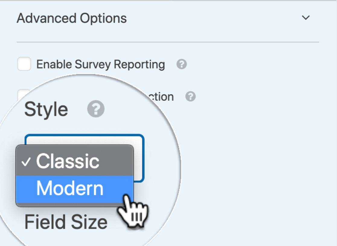 Choisissez le style de liste déroulante Pays moderne