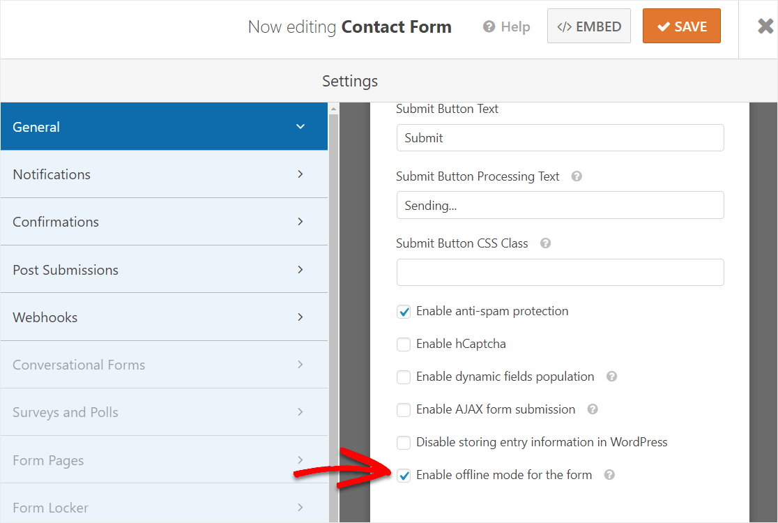 wpforms modul offline