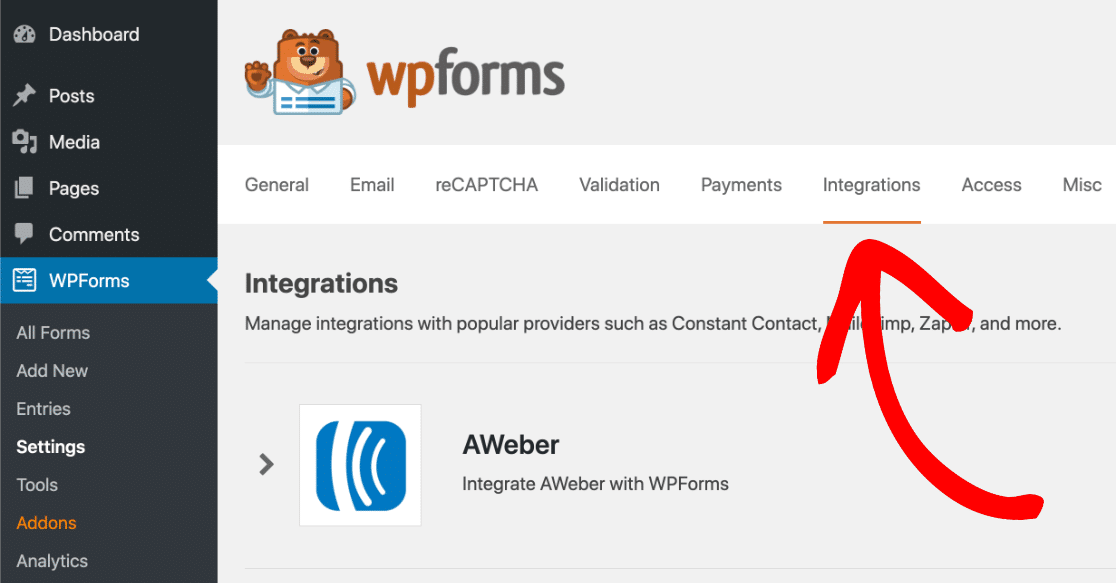 WPForms 통합