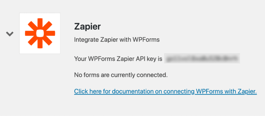 WPForms 中的 Zapier API 密鑰