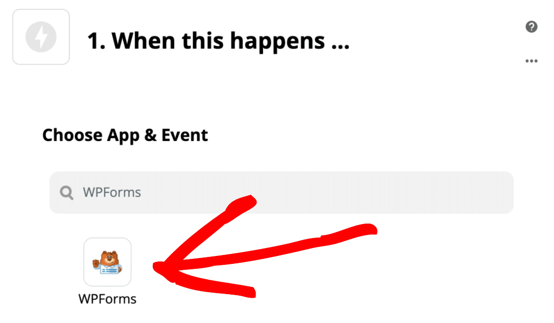Wählen Sie WPForms als Zapier-Trigger
