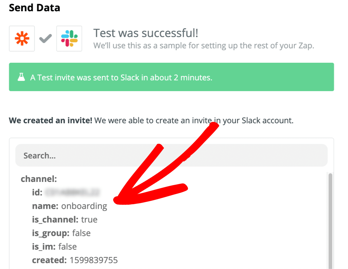 Zapier'de başarılı test