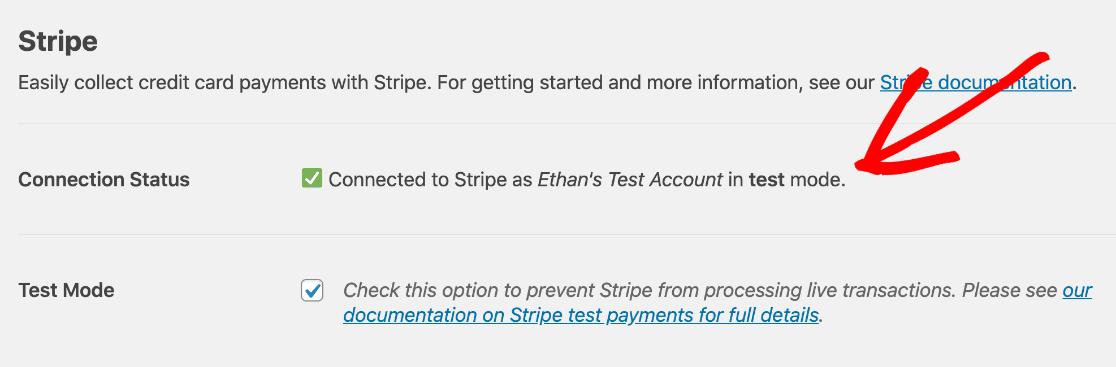 Pembayaran stripe terhubung ke WPForms