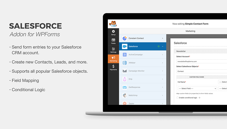 Dodatek WPForms Salesforce