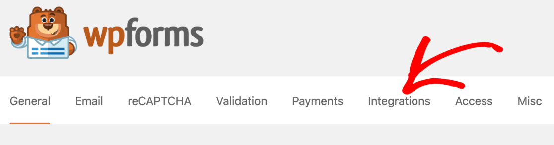 Пункт меню WPForms Integrations