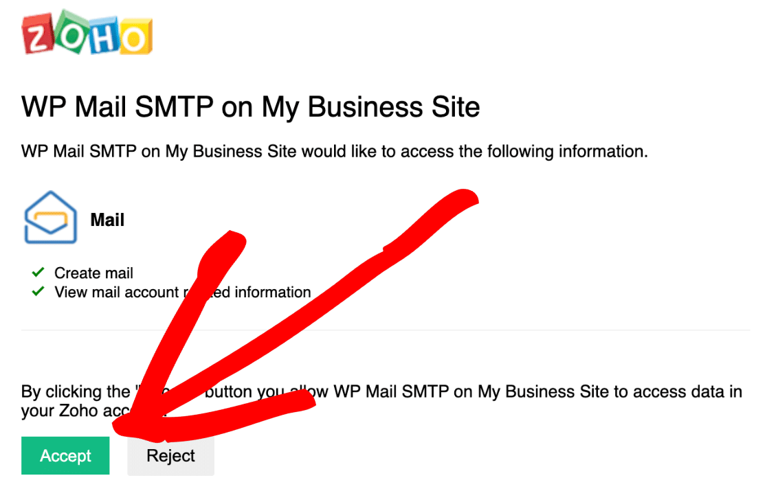 在 WordPress 中接受 SMTP Zoho 连接