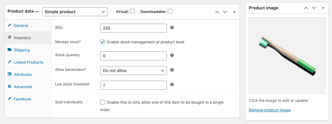 온라인 스토어용 WooCommerce 제품 데이터