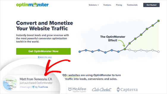 use o TrustPulse para mostrar a prova social como melhores práticas de conversão de formulários