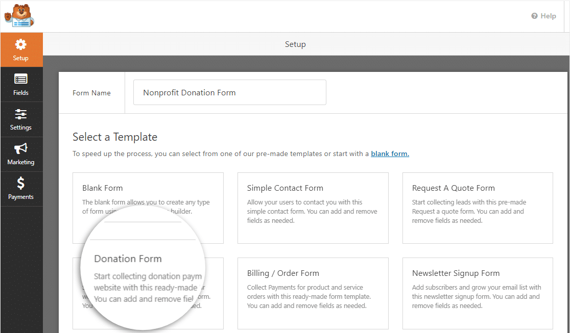 șablon formular de donație