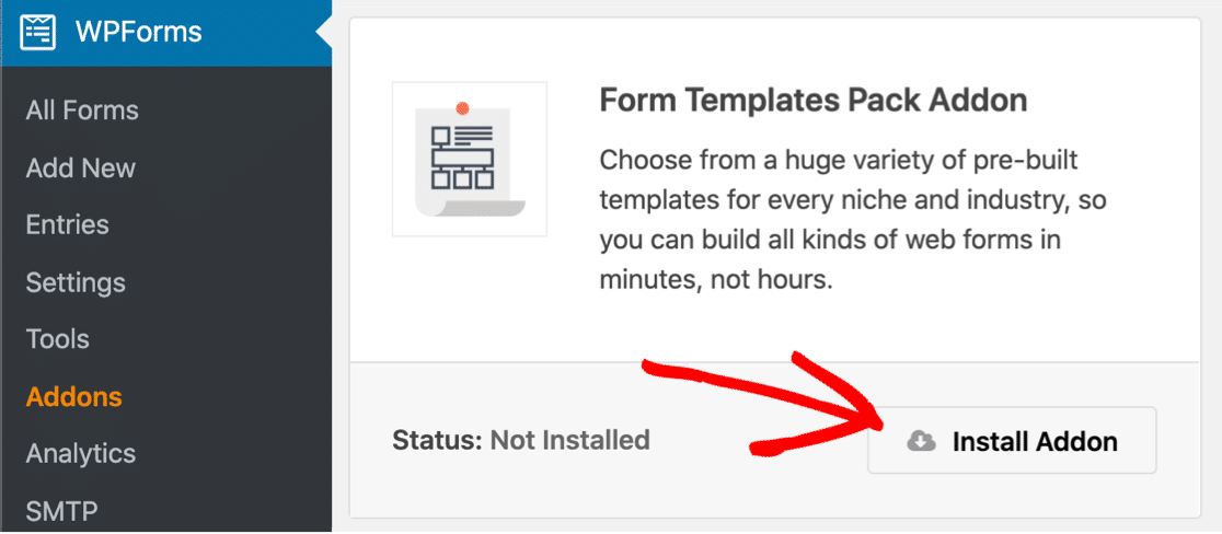 ส่วนเสริมแพ็กเทมเพลตฟอร์ม WPForms