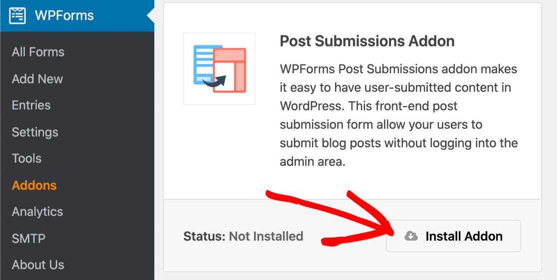 Fügen Sie das Add-On für Post-Einreichungen in WordPress hinzu