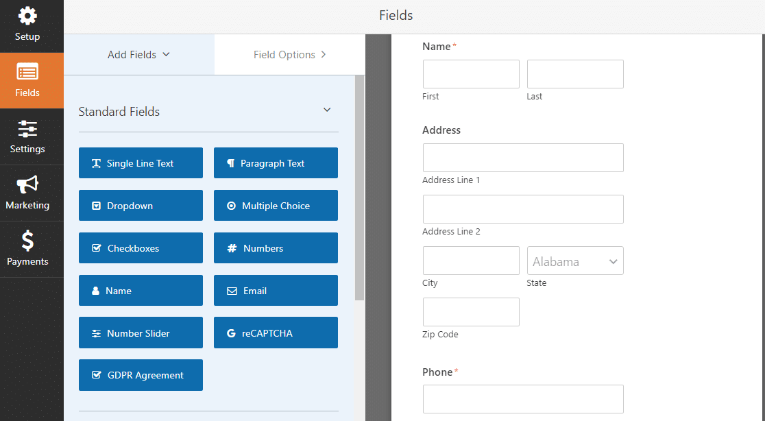 modello di modulo di domanda universitaria per wordpress