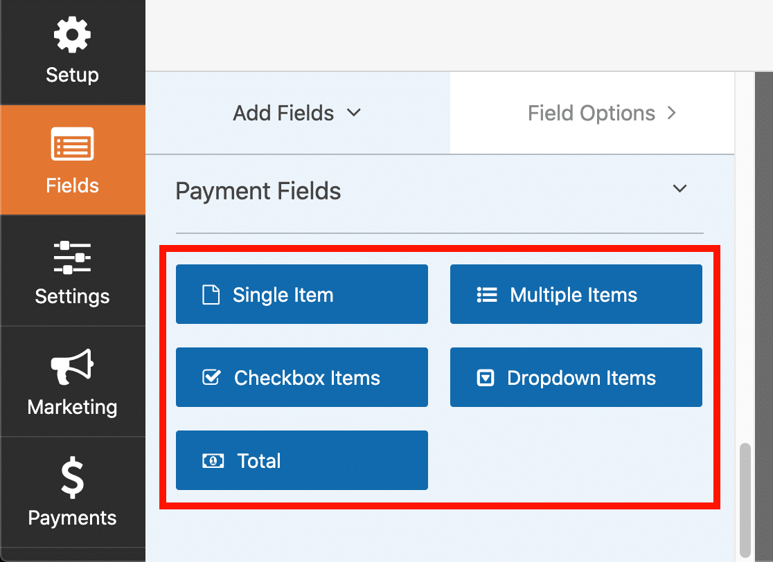 ช่องการชำระเงิน WPForms