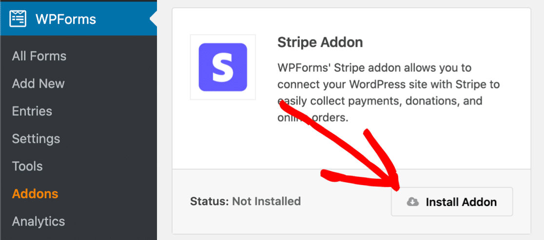 Installa l'addon Stripe per WPForms