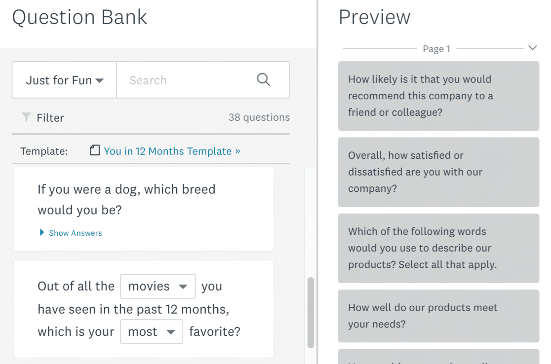 SurveyMonkey soru bankası