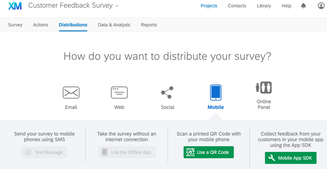 Distribuya una encuesta en Qualtrics