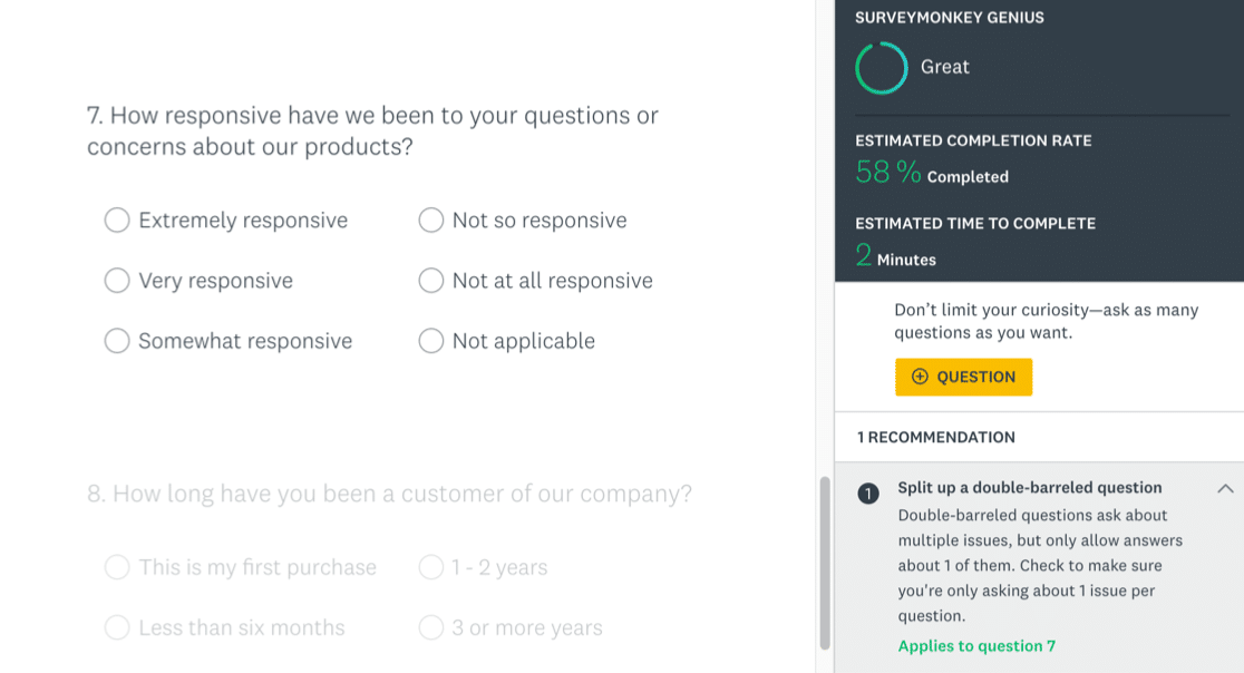 Controlli del sondaggio SurveyMonkey