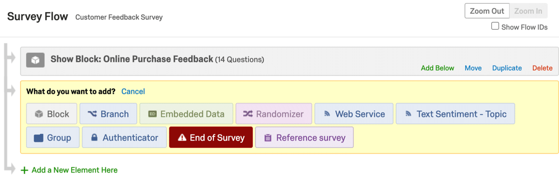 Construirea unui flux Qualtrics