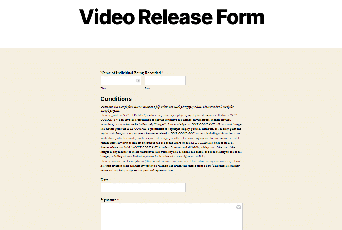 formulaire de sortie de vidéo publiée