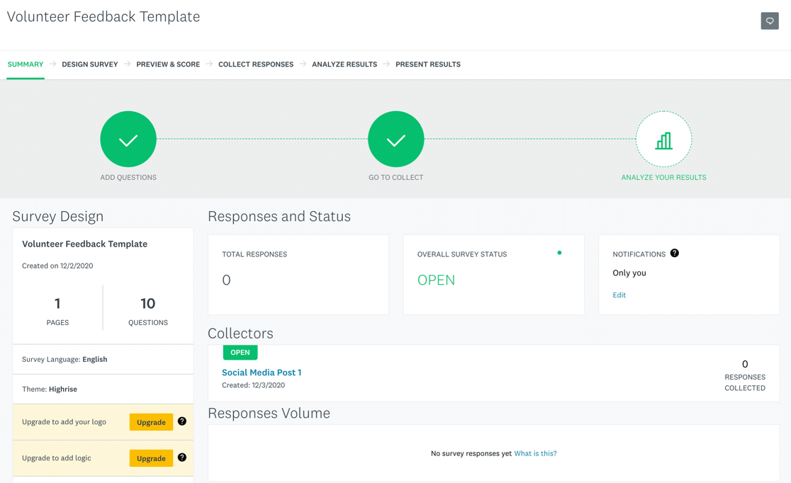 Sondage SurveyMonkey ouvert