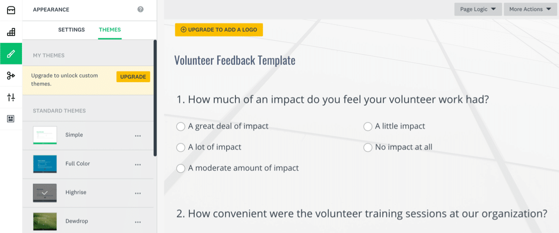 Personnalisation du thème SurveyMonkey vs SurveyGizmo