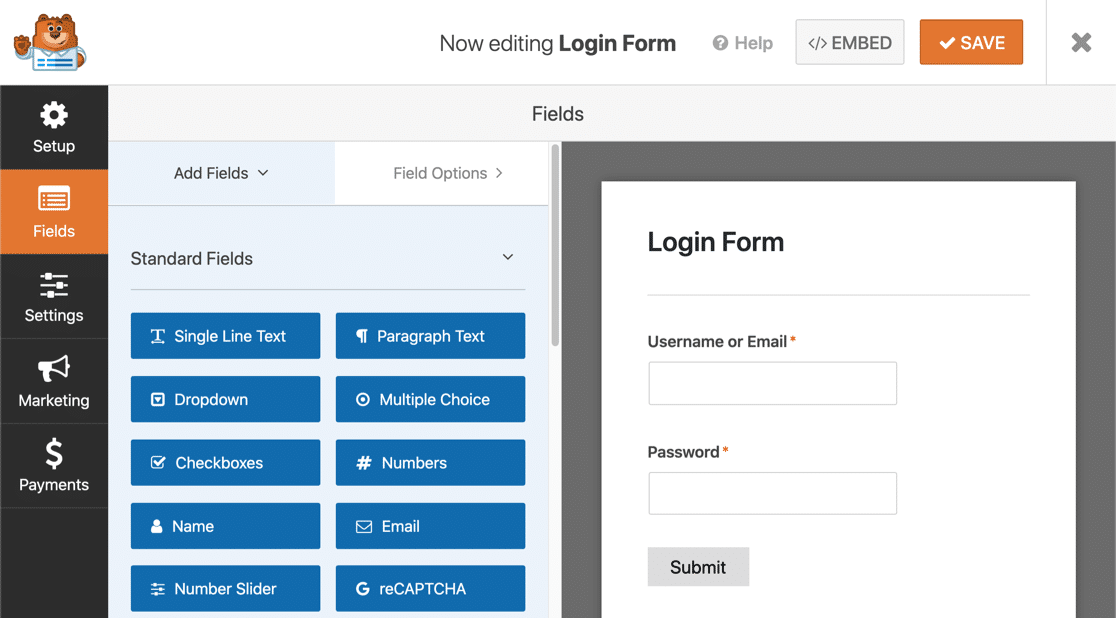 Modelo de formulário de login personalizado