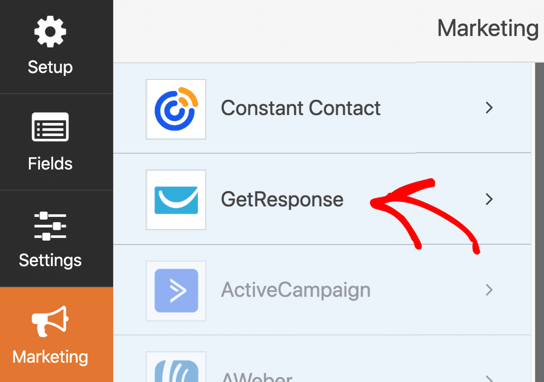 GetResponse WordPress 表單設置