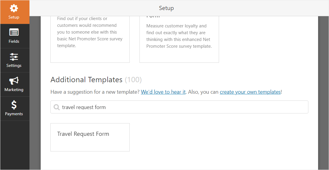 modelo de formulário de solicitação de viagem