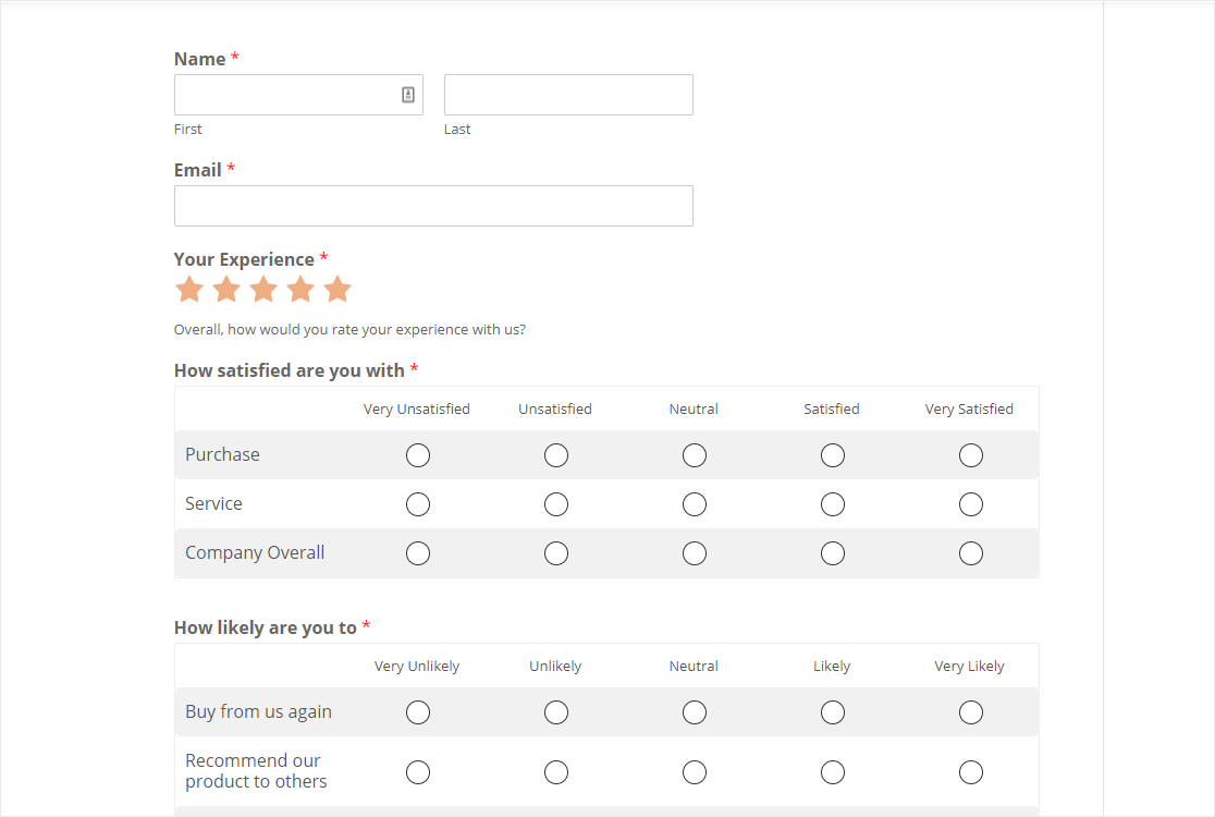 sondaggio con domande su scala likert