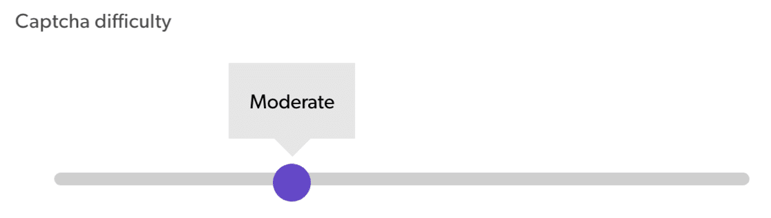 Paramètre de difficulté CAPTCHA
