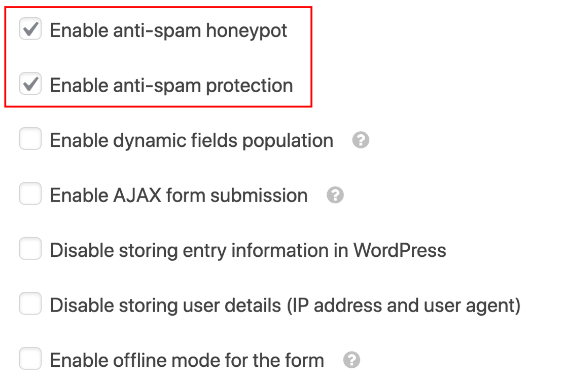 Configuración de token y honeypot antispam