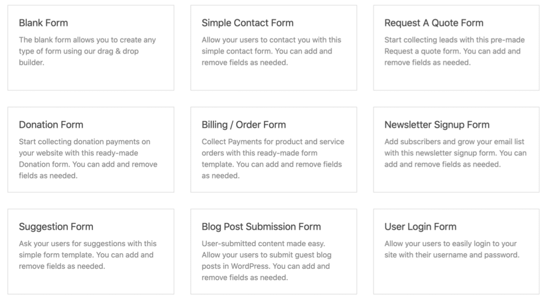 Plantillas de WPForms