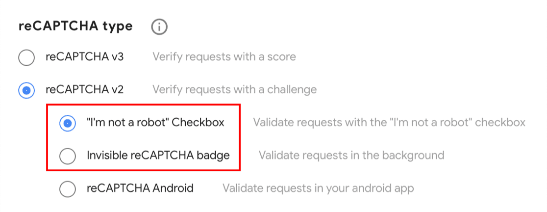 حدد reCAPTCHA v2