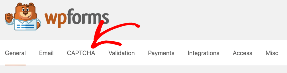 Pestaña CAPTCHA de WPForms