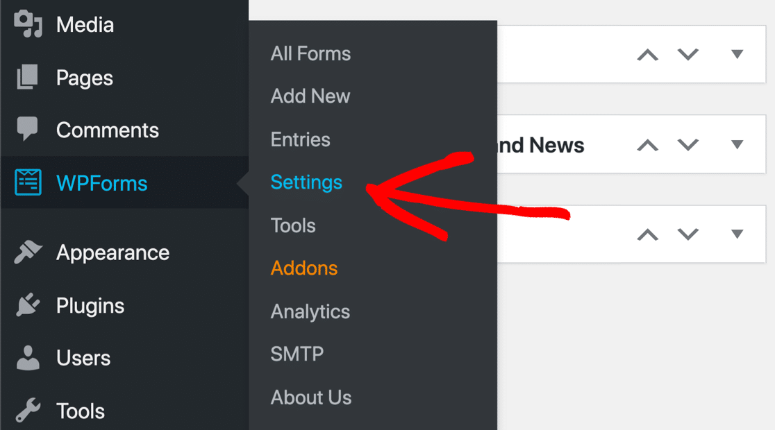Voce del menu delle impostazioni di WPForms