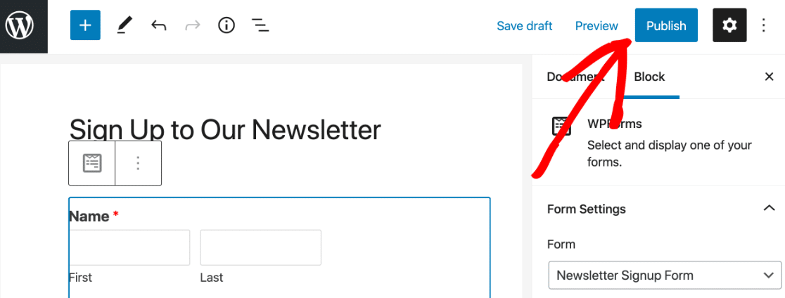 Pubblica la pagina di iscrizione alla newsletter