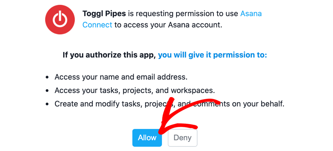 Permitir la integración de Asana Toggl