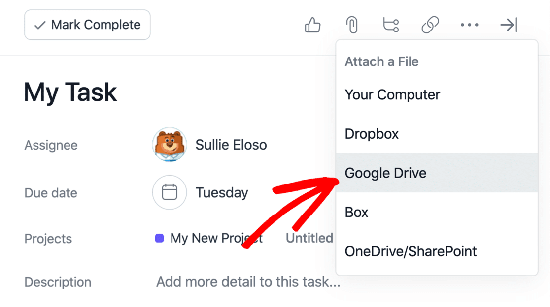 Allega Google Drive in Asana