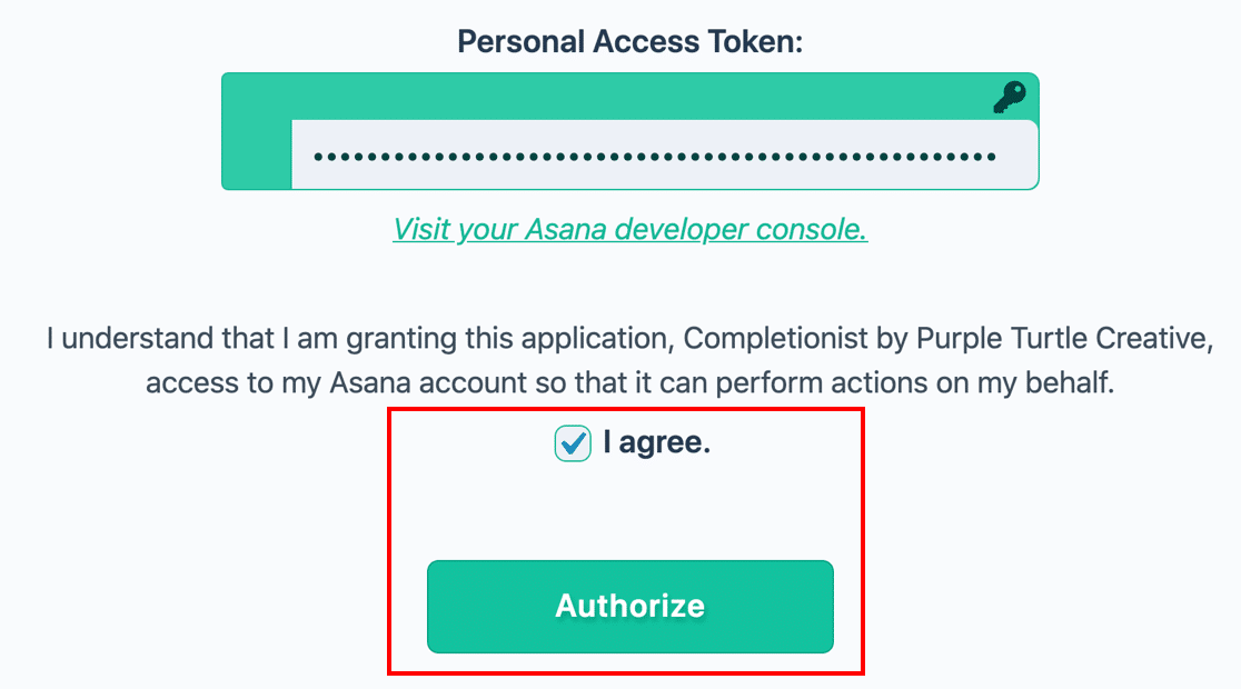 Token de acceso personal de Asana en WordPress