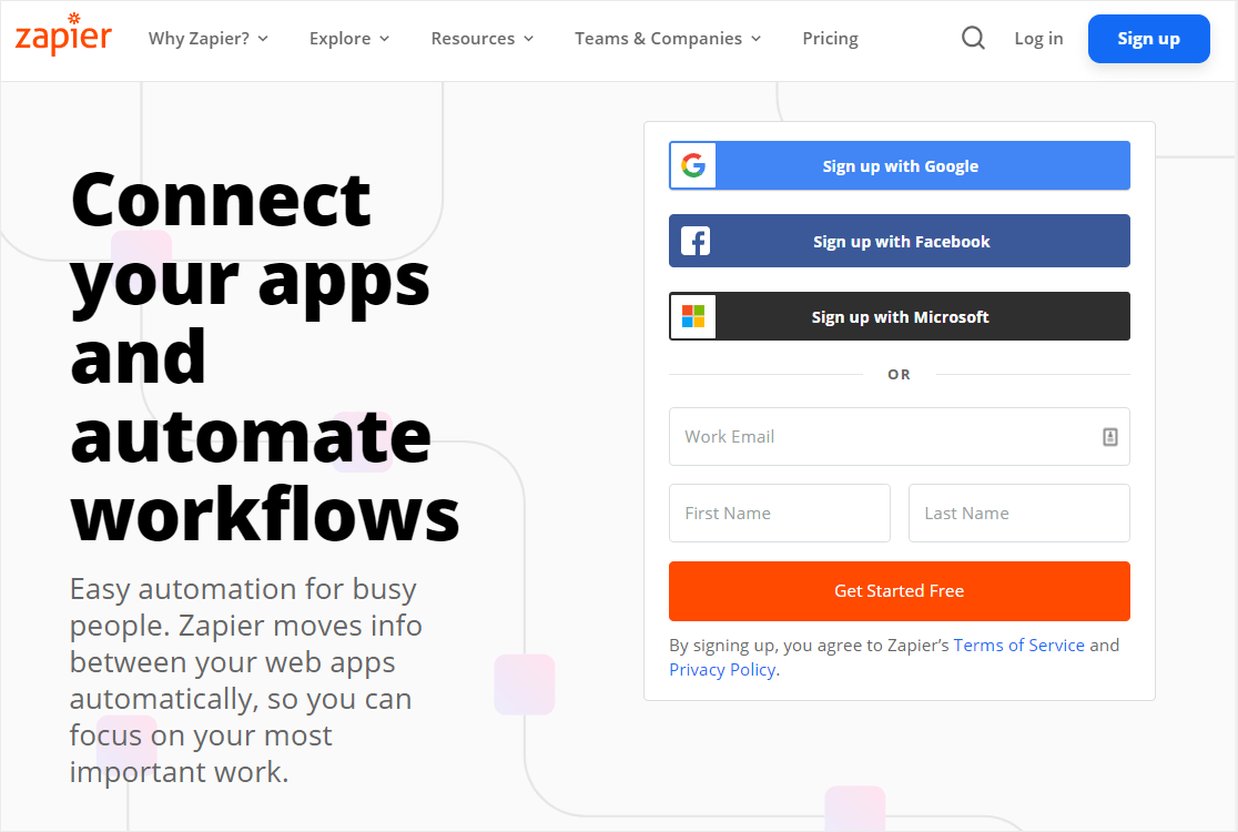 หน้าแรกของ zapier