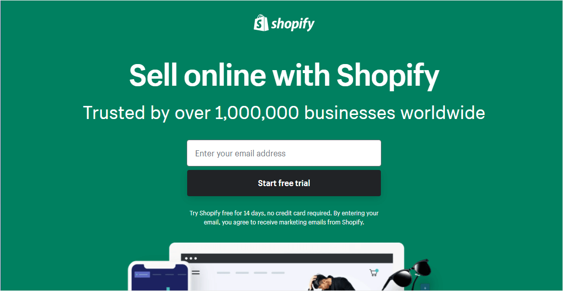 homepage do shopify