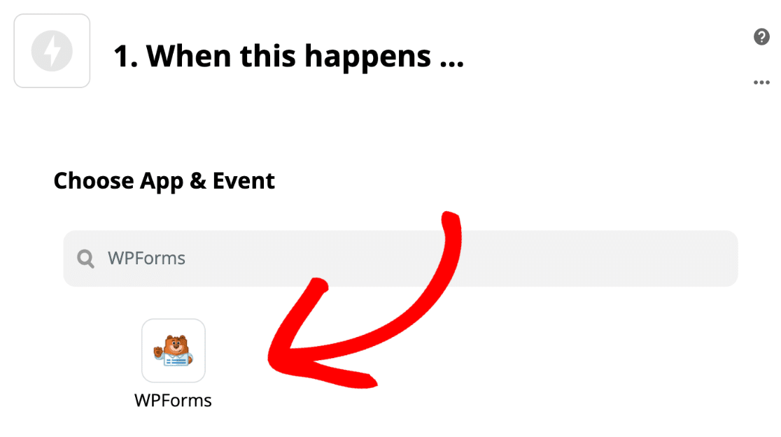 在 Zapier 中選擇 WPForms 觸發器