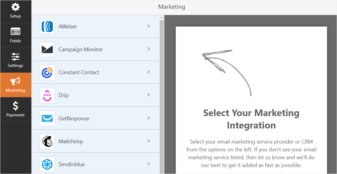 ما هو تكامل خدمات التسويق عبر البريد الإلكتروني في wpforms