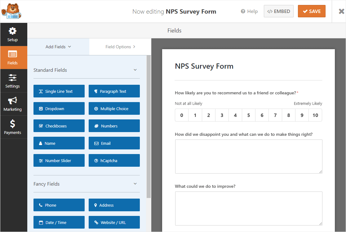 Konstruktor przeciągnij i upuść pokazujący, co to jest wpforms