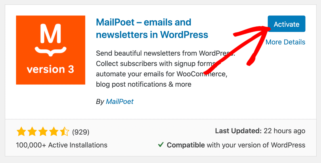 MailPoet WordPress 플러그인 설치