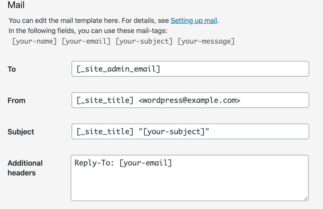 Configuración de notificación del Formulario de contacto 7